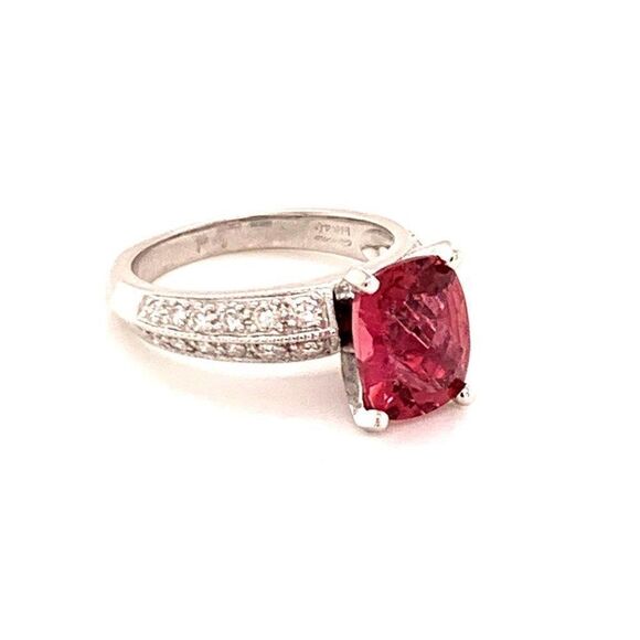 Diamond Tourmaline Rubellite Ring 6.75 14k Gold 4.10 TCW Certified $4,600 911206 - Picture 4 of 17